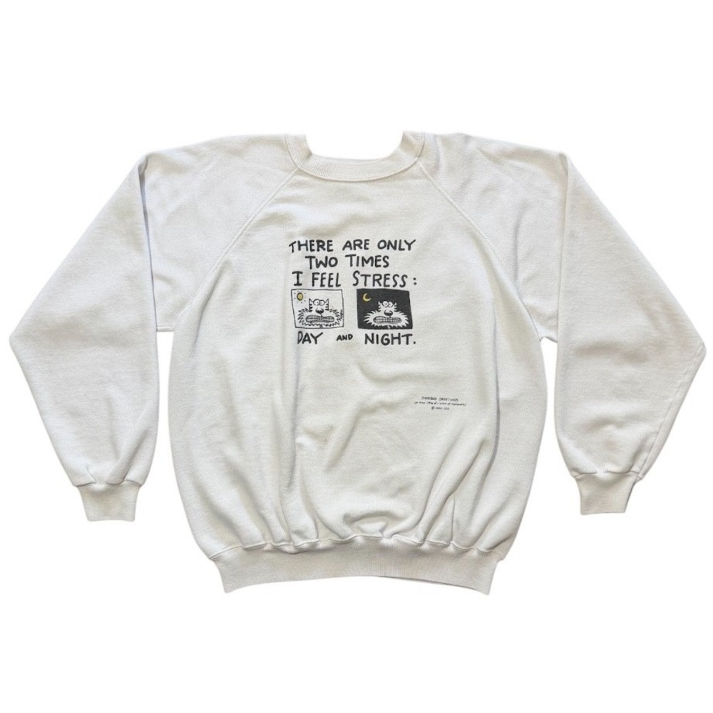 Vintage 90s Shoebox Greetings Cat Stress Art Graphic Cute Kitty Raglan Crewneck